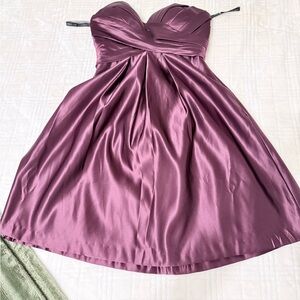 Bill Levkoff Strapless Dress in Deep Purple eggplant
